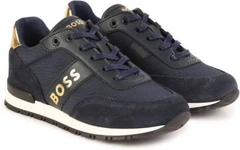 BOSS Kidswear logo-print lace-up sneakers Blue