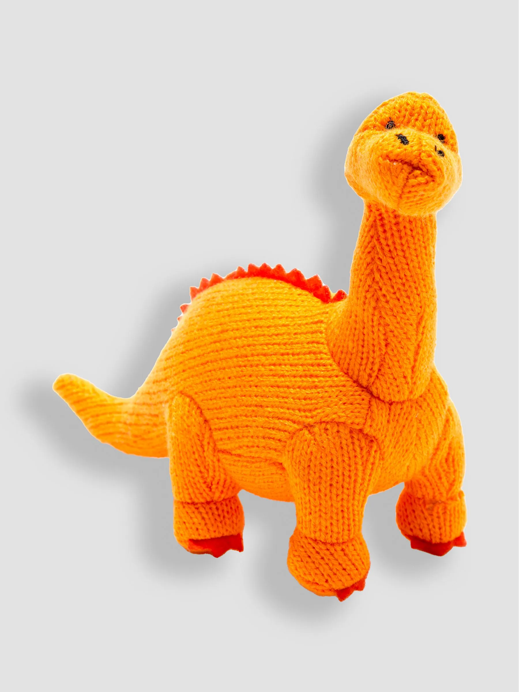 Bright Orange Best Years Knitted Diplodocus Rattle