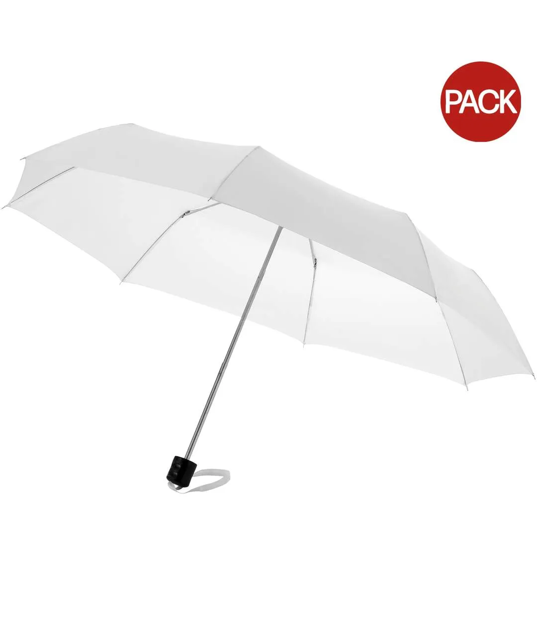 Bullet 21.5in Ida 3-Section Umbrella (Pack of 2) (White) (24 x 97 cm) - UTPF2528