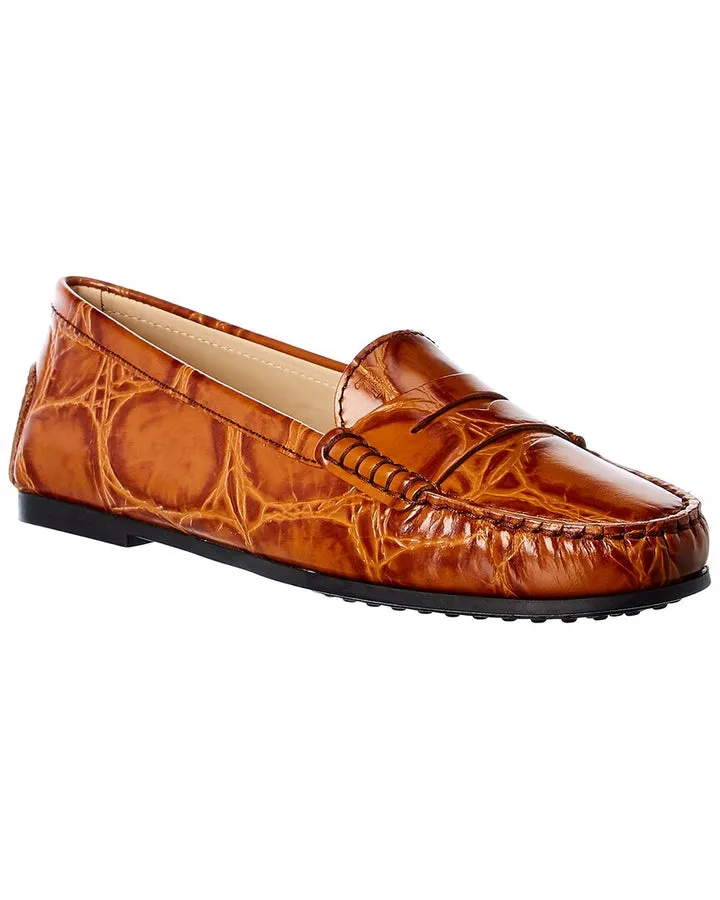  city gommino croc-embossed leather loafer