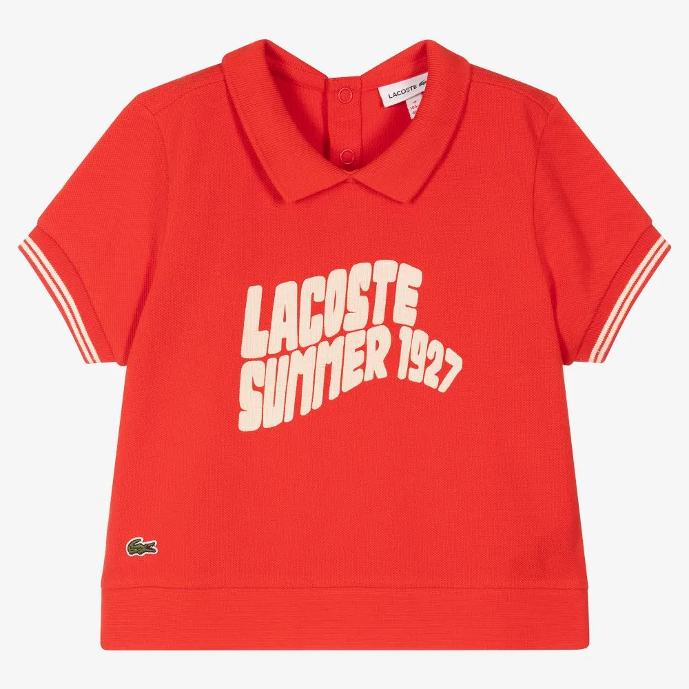 Girls Red Cotton Polo Shirt