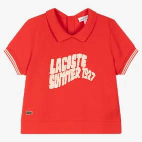 Girls Red Cotton Polo Shirt