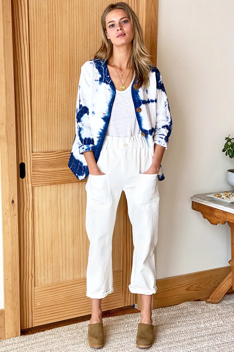 India Quilted Jacket - Indigo Tie Dye Organic