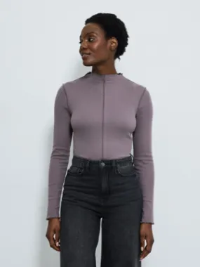 Mauve Seam Detail Lettuce Ribbed Long Sleeve Top | Women | George at ASDA