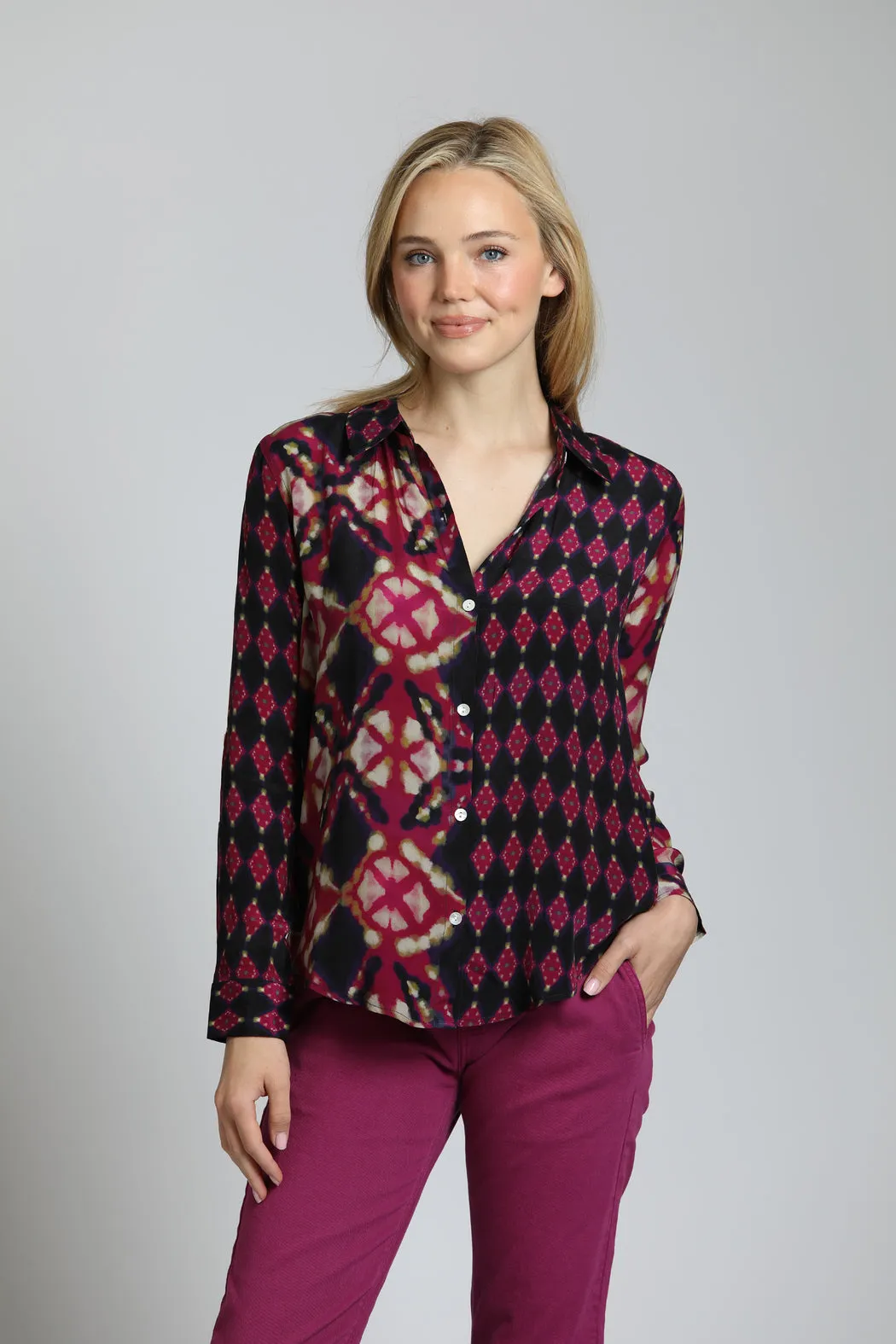 Plum Tie-Dye Blouse