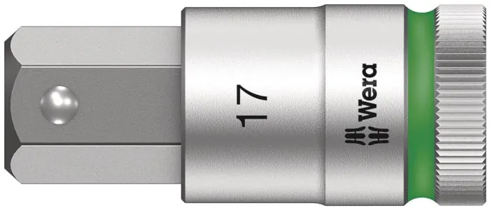 Wera 1/2 in Drive Bit Socket, Hex Bit, 17mm, 60 mm Overall Length